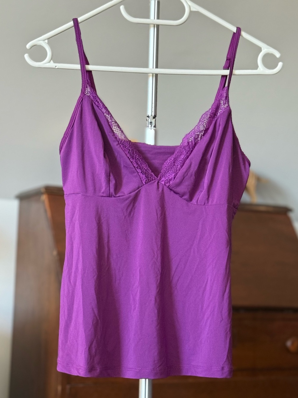 Purple Lace-Trim Camisole Tank Top